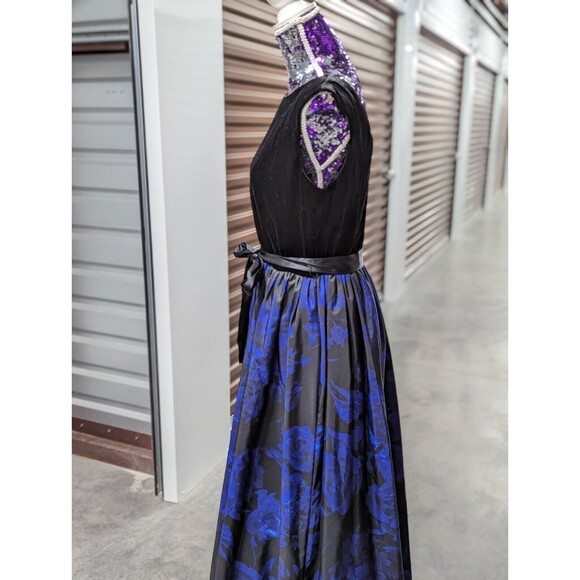 Aidan Mattox Black and Blue Maxi Dress - Picture 8 of 12